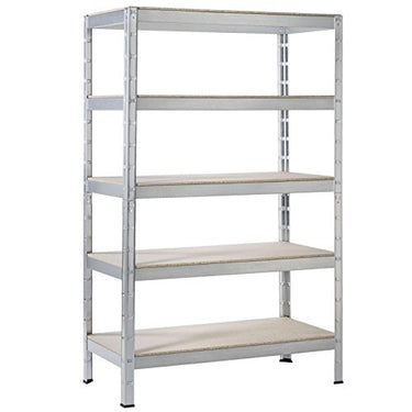 SCHULTE Regalwelt Schwerlastregal mit 5 Holzböden, 150x90x30 cm (HxBxT), Traglast pro Ebene ca. 75 Kg, verzinkt, Lagerregal, Kellerregal, Werkstattregal, Steckregal im Sale